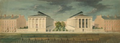 تصميم غير مُنفَّذ لمنظور تطوير الشرفة المتقاطعة ، كاليفورنيا. 1831. بواسطة الكسندر جاكسون ديفيس