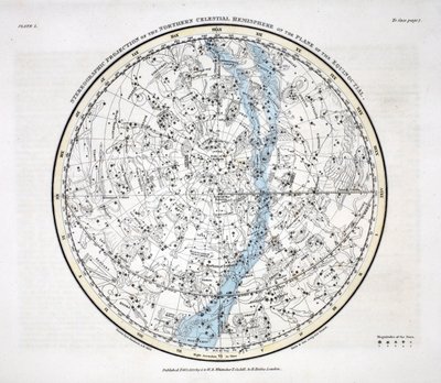 نصف الكرة الشمالي ، من "أطلس سماوي" تأليف ألكسندر جاميسون ، حانة. لندن 1822 (النقش اليدوي) بواسطة ألكسندر جاميسون