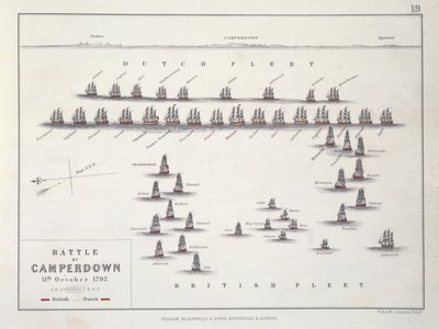 خطة معركة كامبرداون ، 11 أكتوبر 1797 ، ج 1830 بواسطة الكسندر كيث جونستون