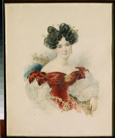 صورة للأميرة ناتاليا فيكتوروفنا كوتشوبي (1800-1854) - لوحة مائية على ورق رسمها ألكسندر بريولوف (ألكسندر بريولوف) (1798-1877) بواسطة الكسندر بافلوفيتش بريولوف