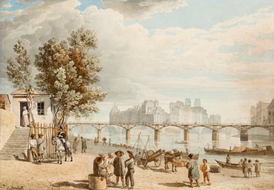 Vue de Paris - Pont des Arts (فرنسا) (منظر لباريس) - أعمال ألكسندر بافلوفيتش بريولوف (ألكسندر بريولوف) (1798-1877) ، ألوان مائية على ورق (21 × 30 سم) ، الفن الروسي القرن التاسع عشر ، الرومانسية - مجموعة خاصة بواسطة الكسندر بافلوفيتش بريولوف