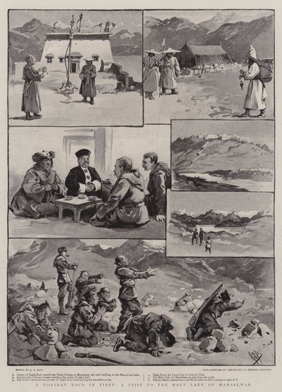 جولة عطلة في التبت ، زيارة إلى بحيرة منسلوار المقدسة بواسطة Alexander Stuart Boyd