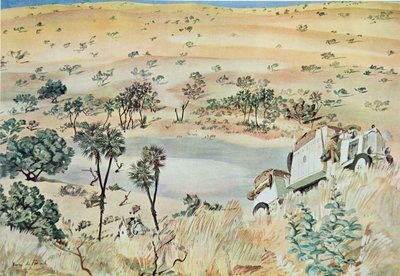 عند الخروج من منطقة Kpro (Cuvette) Tehad ، من رسومات ولوحات أفريقيا ، التي تم تنفيذها خلال رحلة Citroen Center Africa ، المهمة الثانية Haardt Audouin-Dubreuil ، حانة. باريس ، 1927 بواسطة ألكسندر ياكوفليف