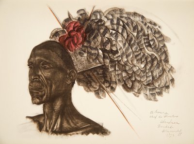 Aboura ، الشيف Ababoua (Bambili) ، من رسومات ولوحات أفريقية ، تم إعدامه خلال بعثة Citroen Centre Africa ، البعثة الثانية Haardt Audouin-Dubreuil ، حانة. باريس ، 1927 بواسطة ألكسندر ياكوفليف