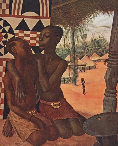 تيتي ونارانغي ، بنات الشيف إكي بوندو (أوت أويل) (Lune dune mere Mangbetou ، lautre dune mere Matchaga) ، من رسومات ولوحات أفريقية ، تم إعدامهما خلال رحلة Citroen Centre Afr بواسطة ألكسندر ياكوفليف