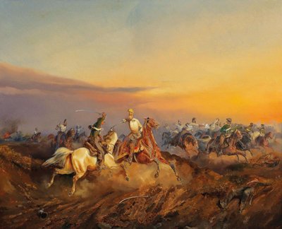 مشهد من الثورة المجرية في ١٨٤٨-١٨٤٩ ، ج. 1850. بواسطة ألكسندر فون بنسا