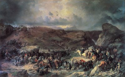 جيش الإسكندر سوفوروف يعبر ممر سانت جوتهارد ، سبتمبر 1799 القرن التاسع عشر. بواسطة ألكسندر فون كوتزيبو