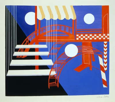 تصميم مجموعة تجريبية ، رسم توضيحي من "Maquettes de Theatre" بواسطة Alexandra Exter ، نُشر في عشرينيات القرن الماضي (litho) بواسطة الكسندرا الكسندروفنا اكستر