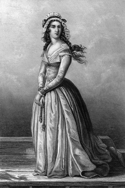 شارلوت كورداي (1768-1793) جيرونديست وقت الثورة الفرنسية ، قتلت جان بول مارات في 13 يوليو بواسطة الكسندر (بعد) لاكوشي