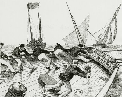 سباق الإبحار: Le turn du Bateau-Buoée - رسم بواسطة A. Brun ، Bibl. آرت ديكو. بواسطة الكسندر برون