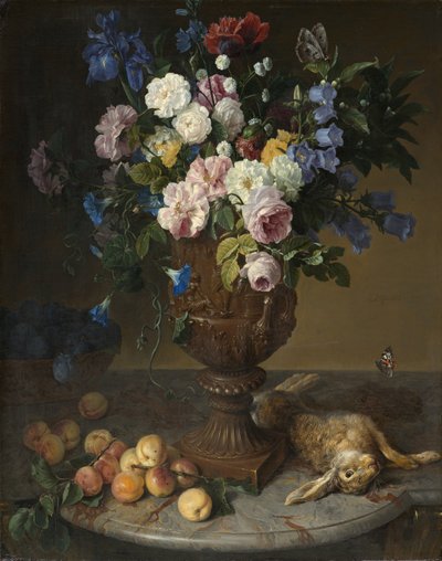 جرة من الزهور والفواكه والأرنب ، 1715 بواسطة Alexandre Francois Desportes