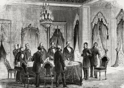 Constantinople conference, December 1876, engraving, Turkey بواسطة الكسندر جبرائيل (بعد) ديكامبس