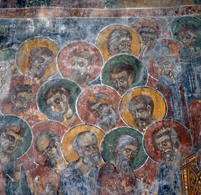 Group of saints, fresco in church in Anisaraki near Kandanos, Crete, Greece (photo) بواسطة الكسندر جبرائيل (بعد) ديكامبس