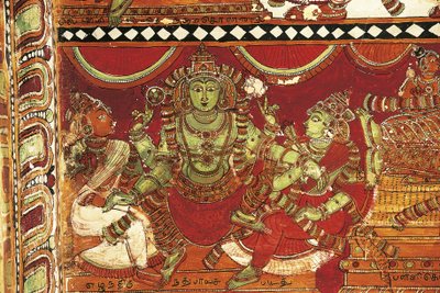 Visnu, detail from frescoes depicting life of Shiva in shrine for Parvati, Nataraya temple, Chidambaram, Tamil Nadu, India, 5th century بواسطة الكسندر جبرائيل (بعد) ديكامبس
