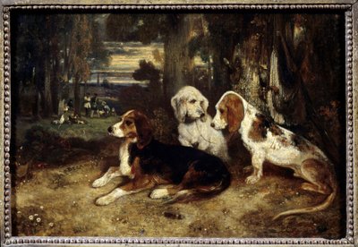 كلاب الصيد عند الراحة لوحة رسمها الكسندر غابرييل ديكامبس (1803-1860) 1839 صن. 0،26x0،37 م باريس ، متحف اللوفر. بواسطة الكسندر جابرييل ديكامبس