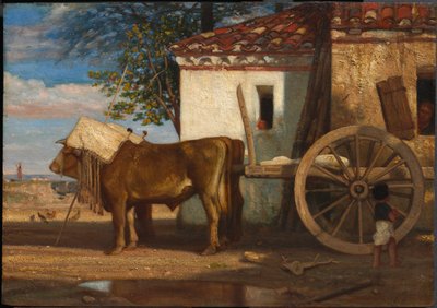 الثيران أمام مزرعة في Le Verrier ، ج. 1853. بواسطة الكسندر جابرييل ديكامبس