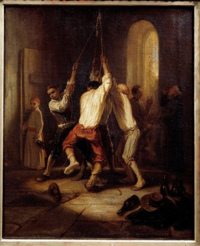 النغمات. الرجال يسحبون الحبل لدق الأجراس. لوحة الكسندر غابرييل ديكامبس (1803-1860) بواسطة الكسندر جابرييل ديكامبس