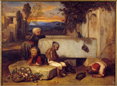 أطفال أتراك يلعبون بلوحة سلحفاة رسمها الكسندر غابرييل ديكامبس (1803-1860) 1836 صن. 0،72x0،91 م شانتيلي ، متحف كوندي بواسطة الكسندر جابرييل ديكامبس