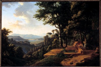 الفيلسوف جان جاك روسو (1712-1778) يتأمل في عام 1770 في حديقة بارك دي لا روشيكوردون بالقرب من ليون لوحة رسمها الكسندر هياسنت دونوي (1757-1841) باريس ، متحف مارموتان في القرن الثامن عشر بواسطة الكسندر هياسنتي دونوي