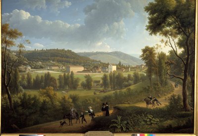منظر لقرية جوي إن جوساس (جوي إن جوساس) مع المصنع الذي تأسس عام 1785 على يد أوبيركامبف (1738 - 1815). لوحة الكسندر دنوي (1757-1841) بواسطة الكسندر هياسنتي دونوي