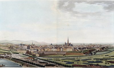 منظر عام لفيينا مأخوذ من كنيسة سانت تشارلز - في "" رحلة رائعة في النمسا par le Comte Alexandre de Laborde "، باريس ، محرر. ديدوت الأكبر بواسطة الكسندر دي لابورد