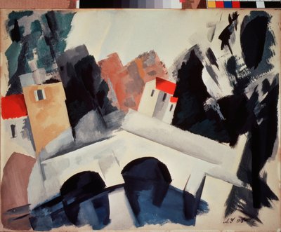 Un pont (جسر) - عمل بواسطة Alexei Alexandrovich Uspenski (1892-1941) ، الغواش على الورق بواسطة أليكسي الكسندروفيتش أوسبنسكي