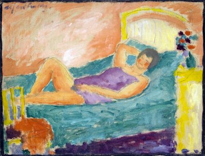 الفتاة تستلقي. (الفتاة الكاذبة). عمل Alexei von Javlensky (Alexi von Jawlensky ، Alexej von Javlenski) (1864-1941). زيت على كرتون بواسطة Alexej von Jawlensky