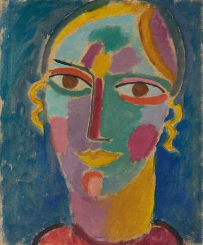 الرأس الصوفي: رأس المرأة على خلفية زرقاء ، ج .1917 بواسطة Alexej von Jawlensky