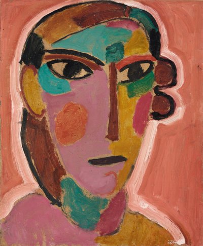 الرأس الصوفي: رأس المرأة على خلفية حمراء ، ج .1917 بواسطة Alexej von Jawlensky