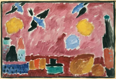 مع خلفية حمراء منقوشة ، 1915 بواسطة Alexej von Jawlensky