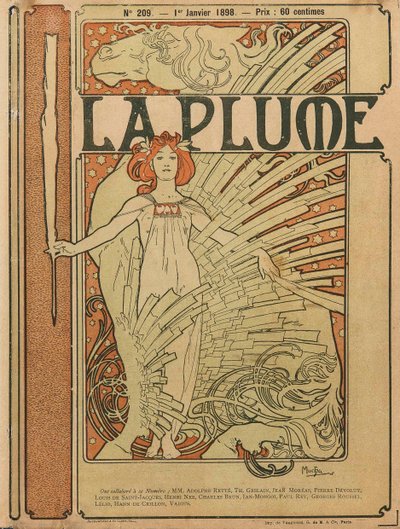 غلاف La Plume رقم 209 ، 1898. بواسطة ألفونس ماري موتشا
