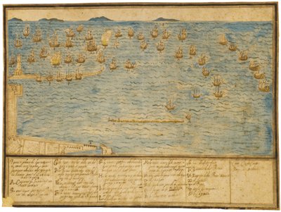 تصوير طوبوغرافي لمعركة ليغورن ، c.1653 بواسطة ألفونسو الأصغر باريجي