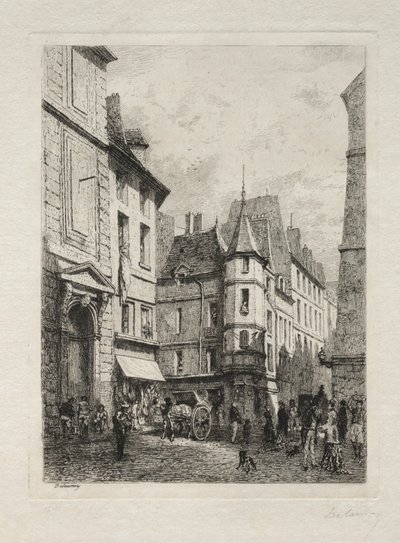 هدم برج النافورة Rue d'Ecole de Medicines في عام 1877 بواسطة ألفريد الكسندر ديلوني