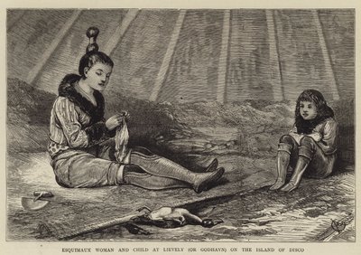 Esquimaux امرأة وطفل في Lievely (أو Godhavn) في جزيرة ديسكو بواسطة ألفريد تشانتري كوربولد