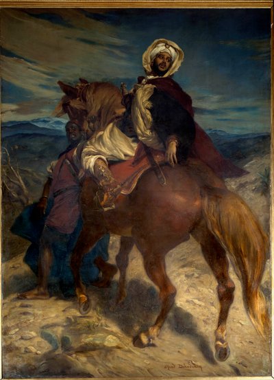 Reconquista: "" وداع الملك بوابديل لغرناطة "سلم الملك بعبديل (أبو عبد الله) مفاتيح المدينة للحكام الإسبان في 2/1/1492 م. لوحة للفريد ديودنك (1822-1882) القرن التاسع عشر. خافت. 3،7x2،7 م. باريس ، متحف أورسيه بواسطة ألفريد دهودنسك