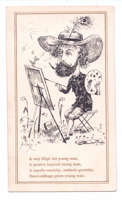 Victorian Greeting Card of an Aesthetic artist painting a picture, c.1881 (monochrome) بواسطة ألفريد جراي