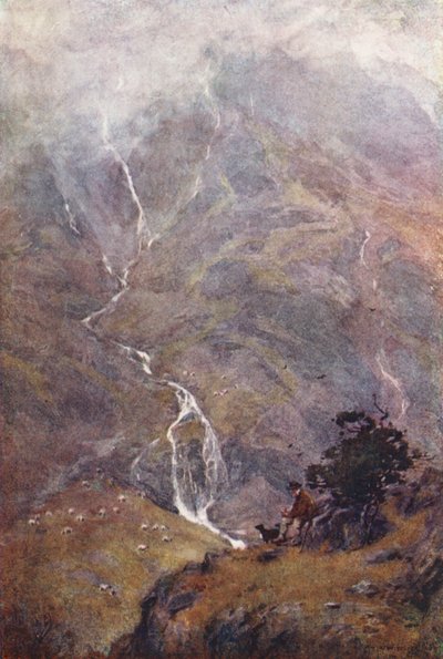 منطقة البحيرة: The Shepherd, Yewdale, Coniston (طباعة حجرية ملونة) بواسطة ألفريد هيتون كوبر