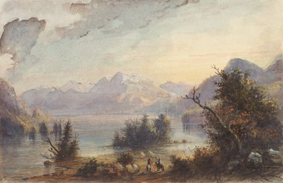 مشهد البحيرة ، جبال روكي ، حوالي عام 1837 (ألوان مائية على ورق) بواسطة ألفريد جاكوب ميلر