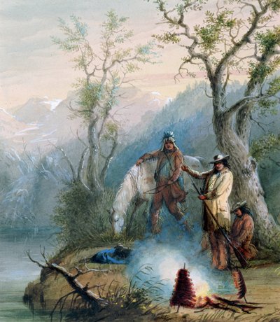 تحميص الضلع الحدودي ، 1837 (مرحاض مرتفع باللون الأبيض على الورق) بواسطة ألفريد جاكوب ميلر