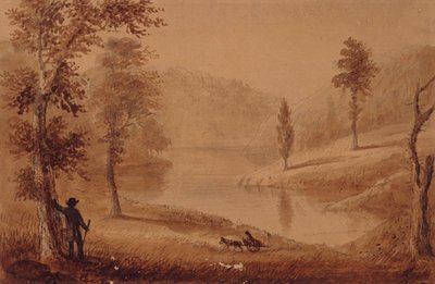 بحيرة البجع ، حوالي عام 1837 (ألوان مائية على ورق) بواسطة ألفريد جاكوب ميلر