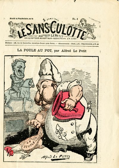 غلاف "" Le Sans-Panlotte "، رقم 4 ، Satirique en Colors بواسطة ألفريد لو بيتيت