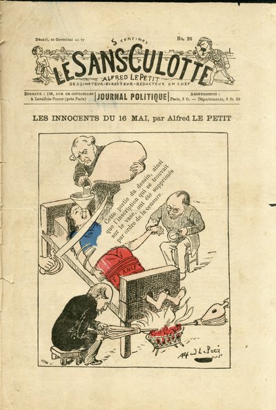 رسم توضيحي لألفريد لو بيتيتي (1841-1909) لغلاف Le Sans-Panlotte ، حوالي عام 1879 - الأبرياء في 16 مايو - الرقابة ، 16 مايو بواسطة ألفريد لو بيتيت