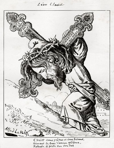 caricature of Leon Cladel, c.1875-80 (engraving) بواسطة ألفريد لو بيتيت
