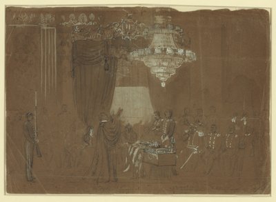 خدمة الجنازة على العقيد إلسورث في البيت الأبيض East Room Abstract / medium بواسطة ألفريد ر