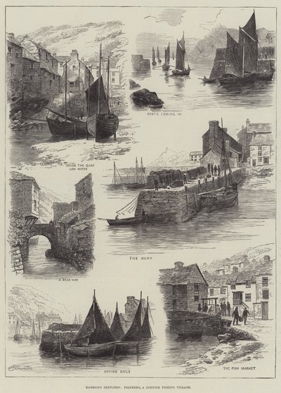 رسومات متعرجة ، Polperro ، قرية صيد كورنيش بواسطة Alfred Robert Quinton