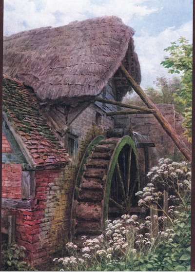 The Mill wheel, Elmley Castle, Worcester, from The Cottages and the Village Life of Rural England published by Dent & Sons Limited بواسطة ألفريد روبرت كوينتون