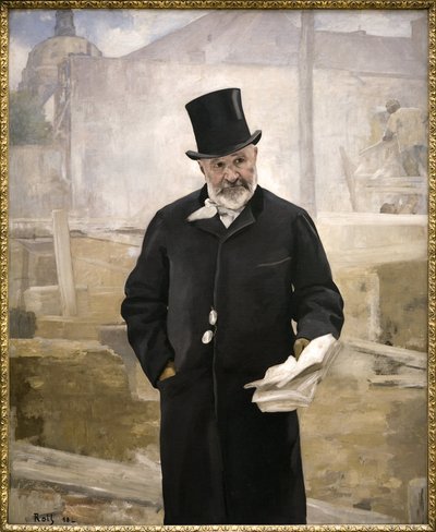 صورة جان تشارلز أدولف ألفاند (1817-1891) ، المتعاون مع البارون هوسمان ، مشرف الأشغال العامة ، تخطيط المساحات الخضراء في باريس ، مدير أعمال المعرض العالمي لعام 1889 ، الرسم الزيتي على قماش لألفريد رول (1846-1919). فوتوج بواسطة ألفريد رول