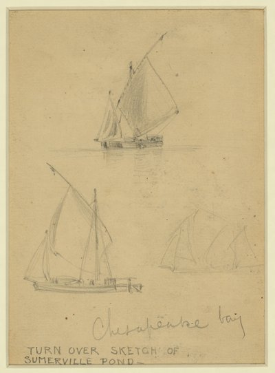 ثلاثة قوارب شراعية على خليج تشيسابيك بواسطة ألفريد رودولف واود