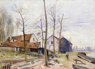 مطاحن موريت ، مع الشمس المشرقة ؛ Les Moulins de Moret ، عند شروق الشمس ، 1889 بواسطة الفريد سيسلي