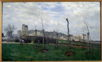 منظر لمونمارتر مأخوذ من مدينة الزهور في Batignolles لوحة ألفريد سيسلي (1839-1899) 1869 صن. 0،7x1،17 م غرونوبل ، متحف الفنون الجميلة بواسطة الفريد سيسلي